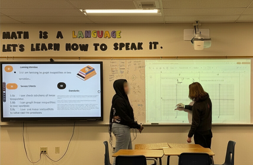 Students learning mathematics in Rabih Borji's classroom